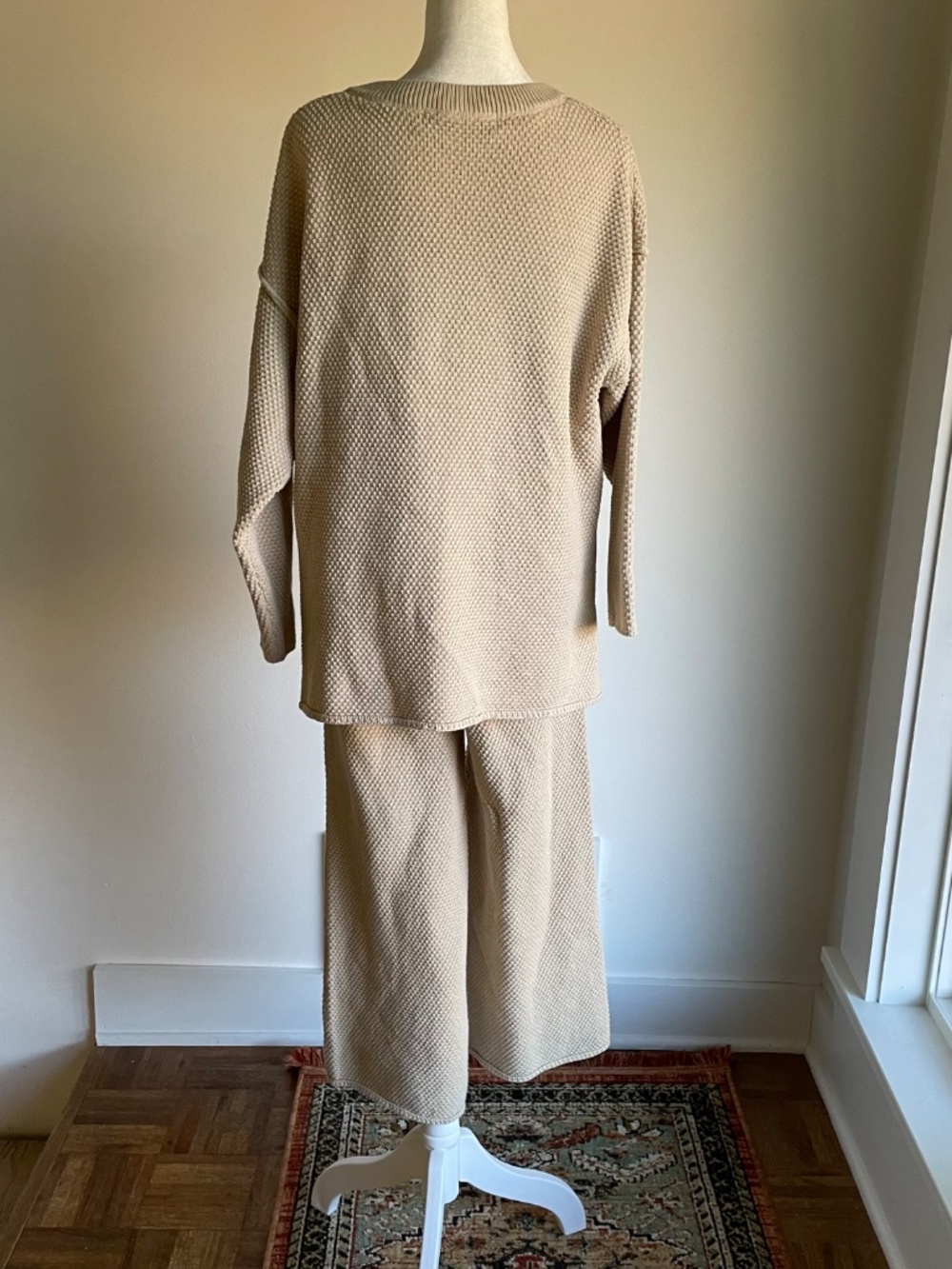 Free People Beach Hailee Sweater Set Cream Oatmeal Knit Hanley Top & Pants XS - Picture 4 of 14